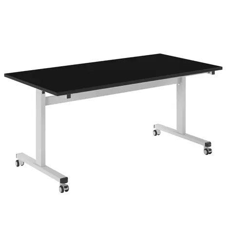Pro Flip Rectangular Table - W1600 x D800 x H725mm - White Legs - Black